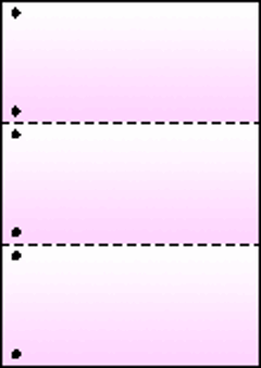 A4ミシン目用紙:ピンクグラデーション55kg 3分割/マイクロミシン目・ファイル穴(紅1色) 2,000枚の画像