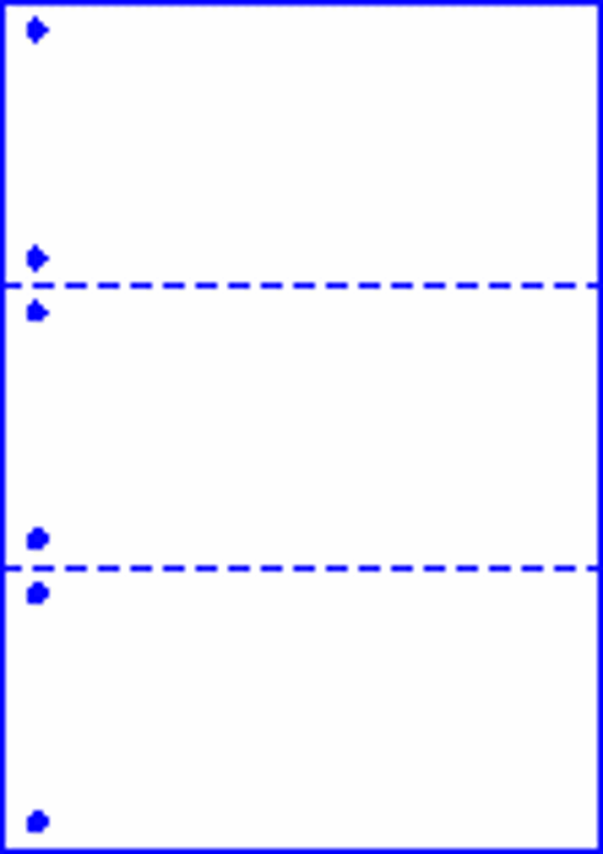 ノーカーボン レーザープリンター用紙 #60 3分割/ミシン目・穴 A4 1,000枚画像