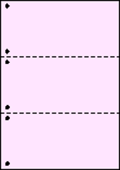 A4ミシン目用紙:片面全面ピンク 55kg 3分割/マイクロミシン目・ファイル穴 2,000枚の画像