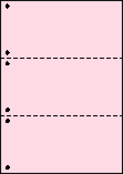 A4ミシン目用紙:片面全面ライトレッド 55kg 3分割/マイクロミシン目・ファイル穴 2,000枚の画像