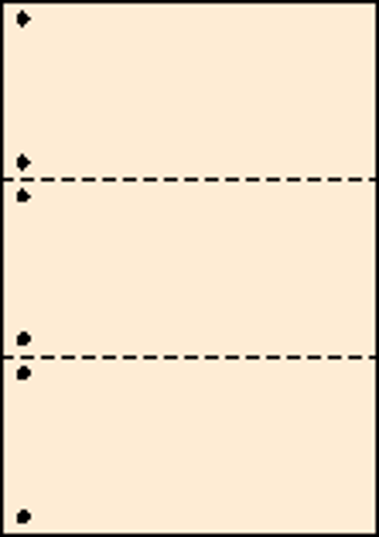 A4ミシン目用紙:片面全面ライトオレンジ 55kg 3分割/マイクロミシン目・ファイル穴 2,000枚画像
