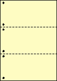 A4ミシン目用紙:片面全面イエロー 55kg 3分割/マイクロミシン目・ファイル穴 2,000枚の画像