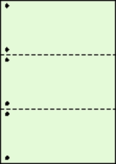 A4ミシン目用紙:片面全面グリーン 55kg 3分割/マイクロミシン目・ファイル穴 2,000枚の画像