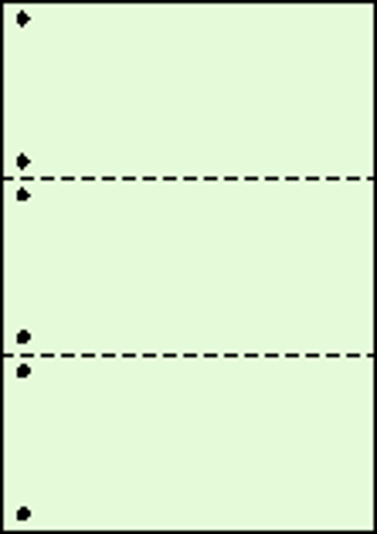A4ミシン目用紙:片面全面グリーン 55kg 3分割/マイクロミシン目・ファイル穴 2,000枚画像