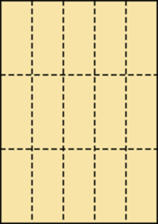 A4 特厚口 クリーム色 縦3面×横5面 15分割/マイクロミシン目入り用紙 100枚画像