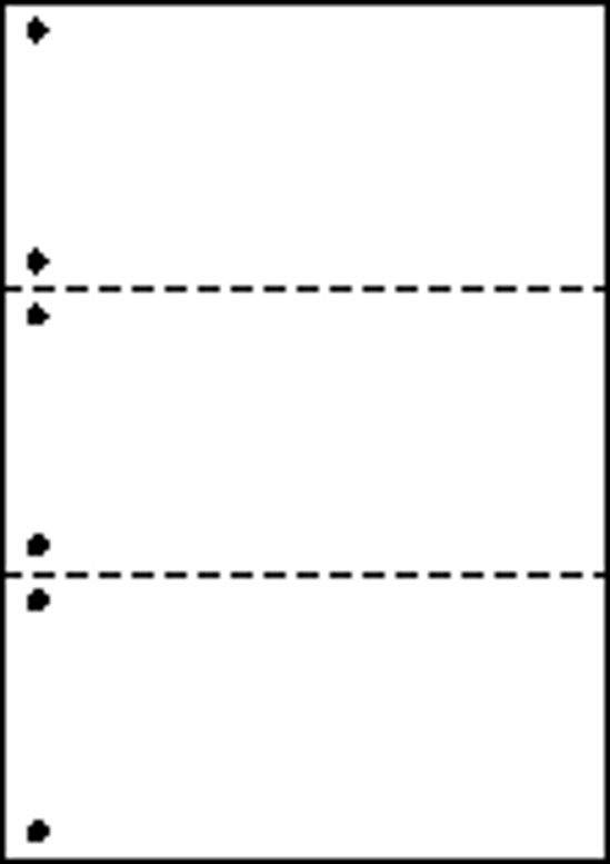 A4ミシン目用紙:上質白紙55kg 3分割/マイクロミシン目・ファイル穴 2000枚画像