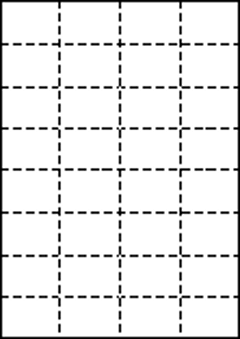 A4 上質白紙55kg 縦8面×横4面 32分割/マイクロミシン目入り用紙 200枚の画像