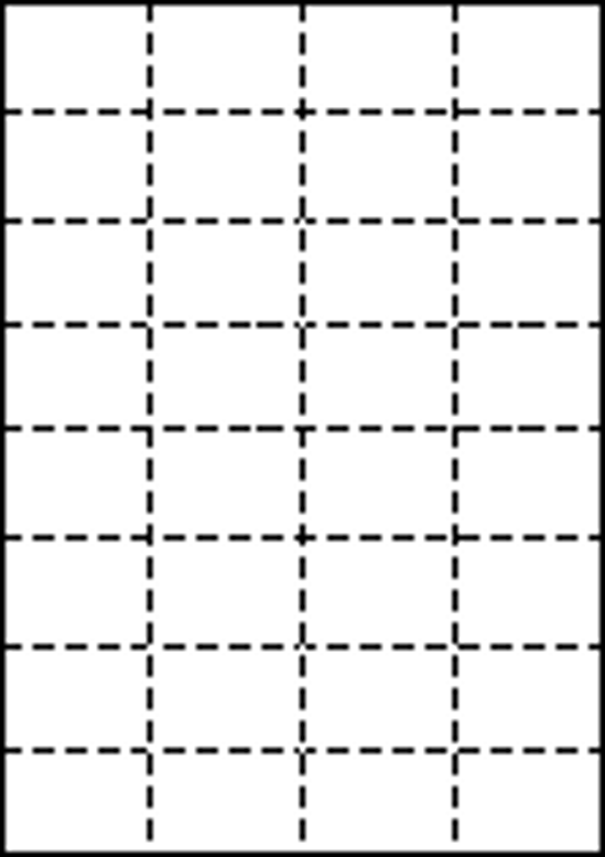 A4 上質白紙55kg 縦8面×横4面 32分割/マイクロミシン目入り用紙 200枚画像