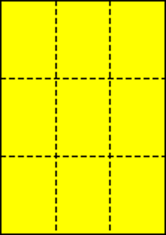 A4 中厚口 イエロー 縦3面×横3面 9分割/マイクロミシン目入り用紙 250枚の画像
