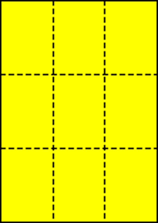 A4 中厚口 イエロー 縦3面×横3面 9分割/マイクロミシン目入り用紙 250枚画像