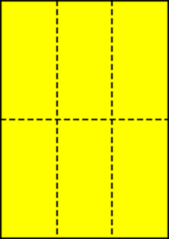 A4 中厚口 イエロー 縦2面×横3面 6分割/マイクロミシン目入り用紙 250枚の画像