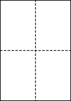 A4 上質白紙55kg 縦2面×横2面 4分割/マイクロミシン目入り用紙 2000枚の画像