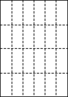 A4 上質白紙55kg 縦4面×横6面 24分割/マイクロミシン目入り用紙 500枚の画像