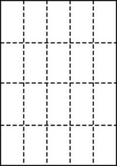 A4 上質白紙55kg 縦4面×横5面 20分割/マイクロミシン目入り用紙 500枚の画像