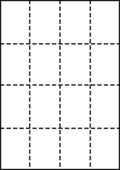 A4 上質白紙55kg 縦4面×横4面 16分割/マイクロミシン目入り用紙 500枚の画像