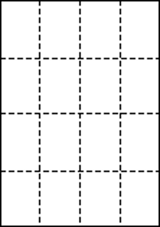 A4 上質白紙55kg 縦4面×横4面 16分割/マイクロミシン目入り用紙 500枚画像