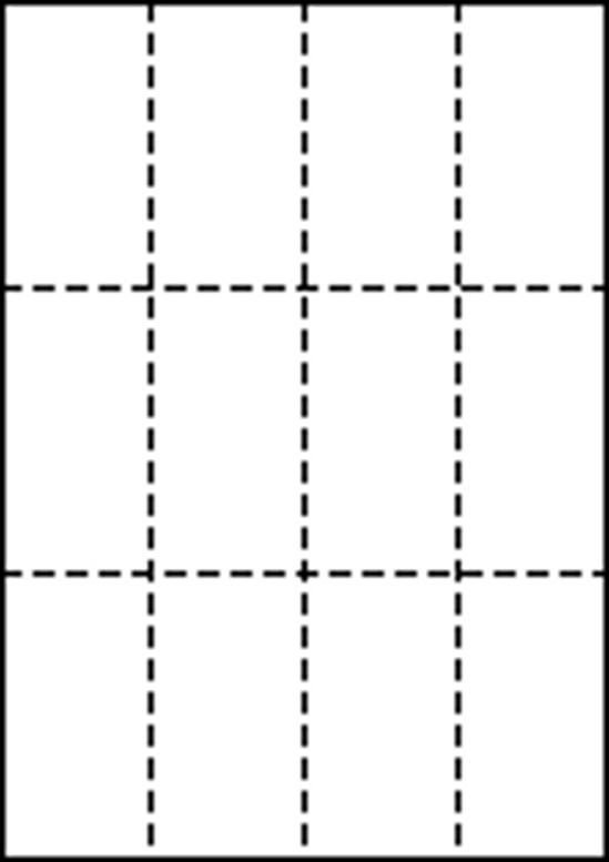 A4 上質白紙55kg 縦3面×横4面 12分割/マイクロミシン目入り用紙 500枚画像