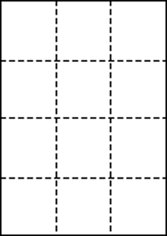 A4 上質白紙55kg 縦4面×横3面 12分割/マイクロミシン目入り用紙 500枚の画像