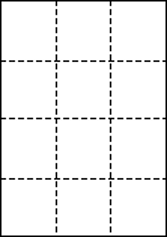 A4 上質白紙55kg 縦4面×横3面 12分割/マイクロミシン目入り用紙 500枚画像