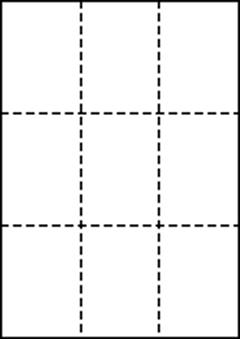 A4 上質白紙55kg 縦3面×横3面 9分割/マイクロミシン目入り用紙 500枚の画像