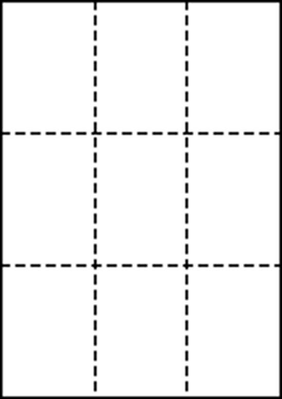 A4 上質白紙55kg 縦3面×横3面 9分割/マイクロミシン目入り用紙 500枚画像