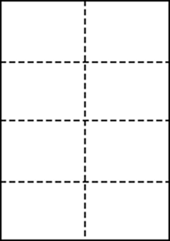 A4 上質白紙55kg 縦4面×横2面 8分割/マイクロミシン目入り用紙 500枚の画像