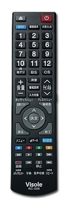 ユニテク純正テレビ用リモコン：RC-006の画像