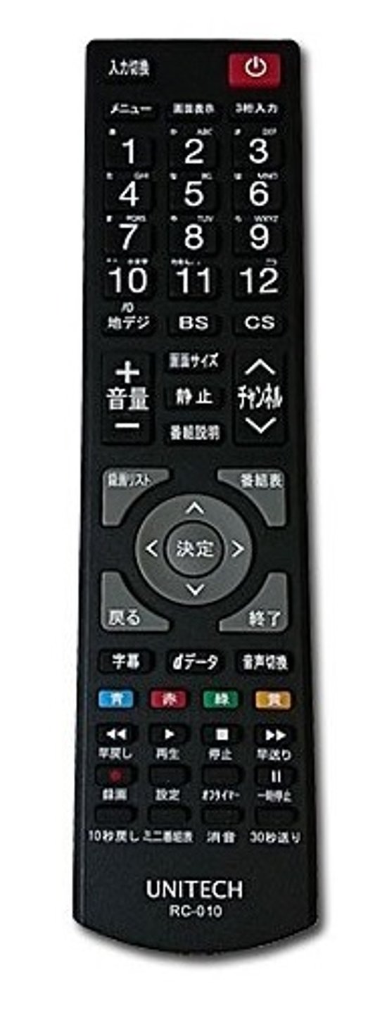 ユニテク純正テレビ用リモコン：RC-010画像