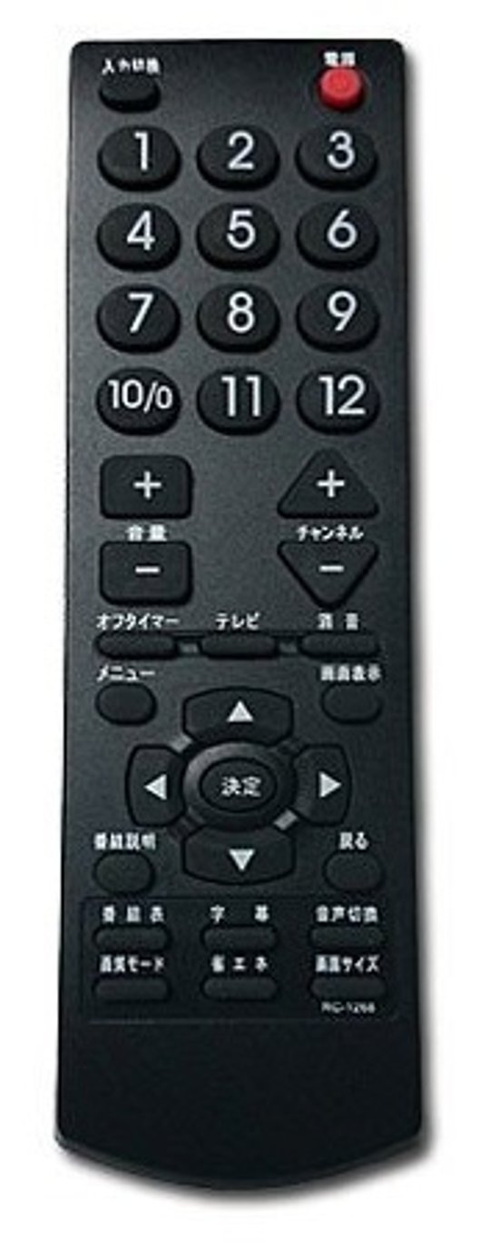 ユニテク純正テレビ用リモコン：RC-1268画像