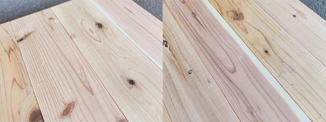 【0-5K】杉足場板（新品） 5mm厚／基本仕上げ(1面磨き)　厚5×幅135×長さ910mm　10枚入/セット（1.228平米）　★仕様変更/数量限定販売画像