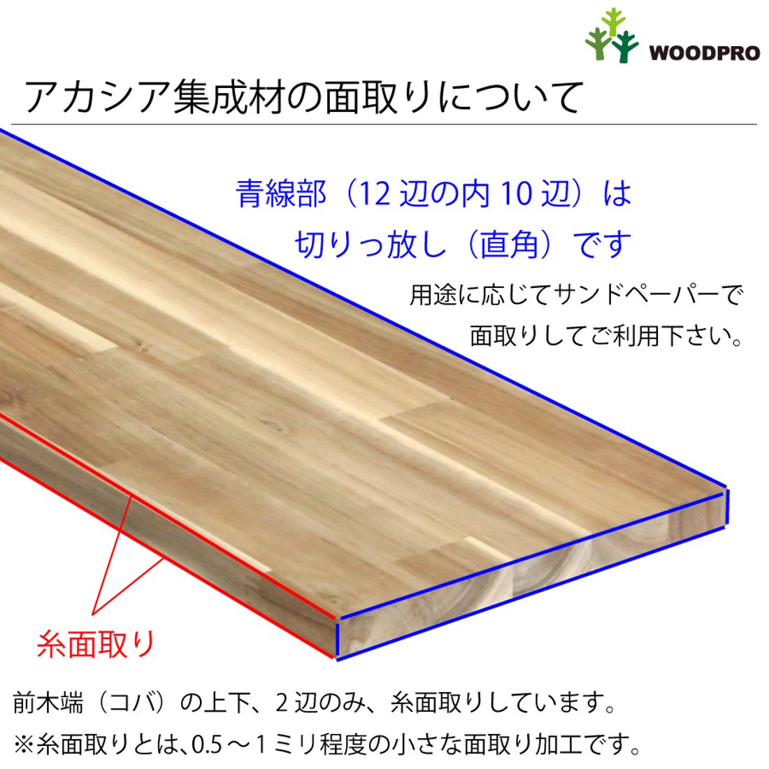 棚板 厚み1.8cm 奥行45cm 長さ110cm アカシア集成材 厚18mm×板 