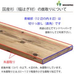 棚板 厚み2.4ｃｍ 奥行9ｃｍ 長さ30ｃｍ 国産杉（新材/幅はぎ材） 厚24ｍｍ×板幅(奥行)90ｍｍ×長さ210〜300ｍｍ〈受注生産〉画像