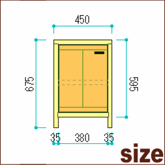 OLD ASHIBA（足場板古材）キャビネットＡタイプ パネル戸付き 幅450ｍｍ×奥行400ｍｍ×高さ675ｍｍ 【受注生産】画像