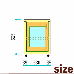 OLD ASHIBA（足場板古材）キャビネットＢタイプ（キャスター）　ガラス戸付き 幅450ｍｍ×奥行450ｍｍ×高さ650ｍｍ　無塗装 【受注生産】画像