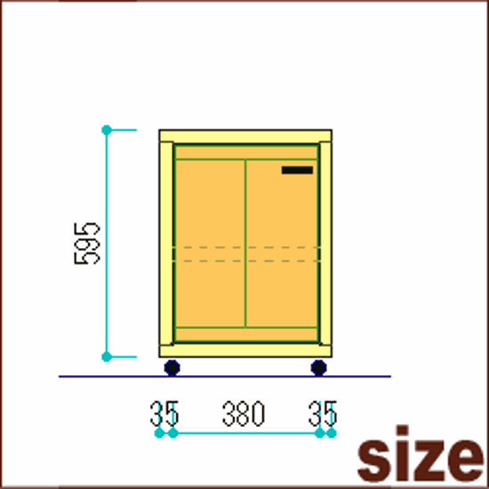OLD ASHIBA（足場板古材）キャビネットＢタイプ（キャスター）　パネル戸付き　幅450ｍｍ×奥行450ｍｍ×高さ650ｍｍ　【受注生産】画像