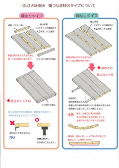 OLD ASHIBA 天板 （幅はぎ材/３枚あわせ）【縁無し】 厚35ｍｍ×幅590ｍｍ×長さ610〜700ｍｍ 〈受注生産〉画像