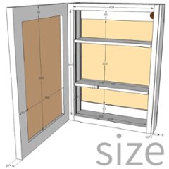 OLD ASHIBA（足場板古材）古材フレーム　ガラスキャビネット　Ｌサイズ　幅500ｍｍ×高さ680ｍｍ×奥行150ｍｍ【受注生産】画像