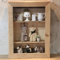 OLD ASHIBA（足場板古材）古材フレーム　ガラスキャビネット　Ｌサイズ　幅500ｍｍ×高さ680ｍｍ×奥行150ｍｍ【受注生産】画像