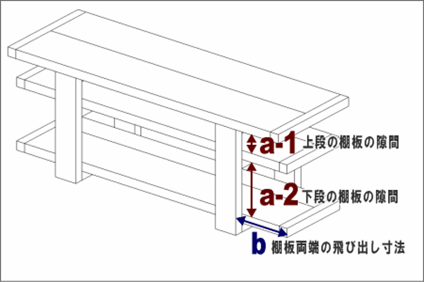 OLD ASHIBA（足場板古材）Hシリーズ　テレビボード2段 幅810〜900ｍｍ×奥行400ｍｍ×高さ450ｍｍ 【受注生産】画像