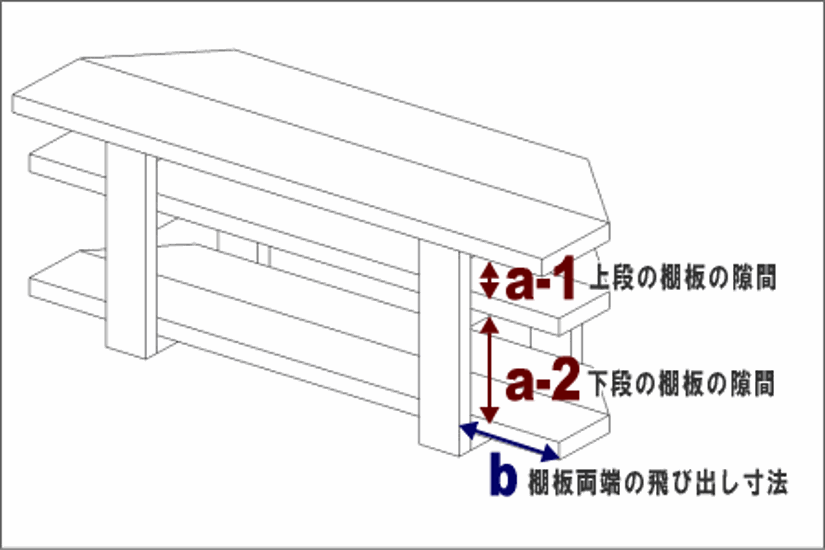 OLD ASHIBA（足場板古材）Hシリーズ　テレビボード（コーナー用）2段 幅1110〜1200ｍｍ×奥行400ｍｍ×高さ450ｍｍ 【受注生産】画像