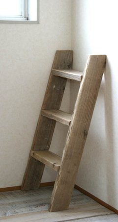 OLD ASHIBA（足場板古材）ラダーシェルフ 幅460ｍｍ×3段画像