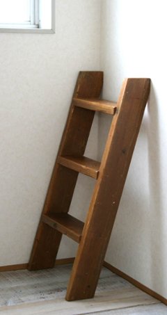 OLD ASHIBA（足場板古材）ラダーシェルフ 幅460ｍｍ×3段画像