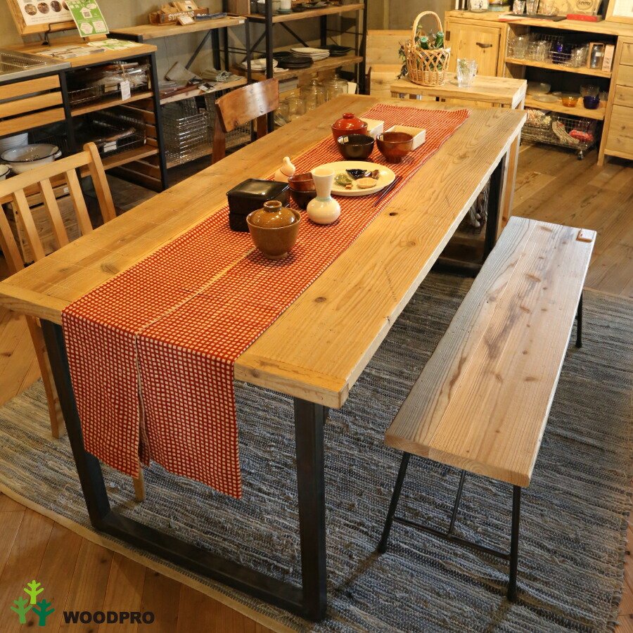 OLD ASHIBA（足場板古材）スクエアレッグス ダイニングテーブル（天板