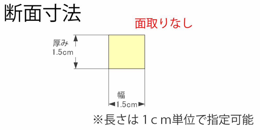 DIY素材◇国産杉（新材）厚15ｍｍ×幅15ｍｍ×長さ210〜300ｍｍ　〈受注生産〉 画像