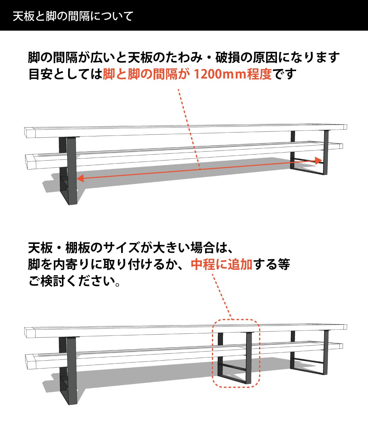 アイアンレッグス U-320型 【1個単品】 （黒皮鉄ワックス仕上げ