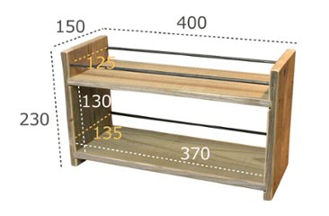 OLD ASHIBA（杉古材）ミニラックＭ（2段-130型）幅400ｍｍ 【受注生産】画像