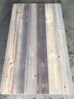 【アウトレット品】【1-30K-T】　杉足場板(古材風) 30mm厚／基本仕上げ(1面磨き)／鉄サビエイジング　厚30×幅180×長さ1900mm　6枚入/セット（2.052平米）【在庫限り】画像