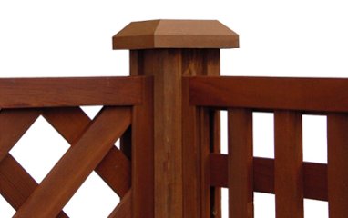 ウッドフェンス用ポストキャップ◇国産杉　　厚36×120ｍｍ角 　▲65ミリステンレスビス４本付 [受注生産]の画像