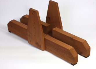 枠付きフェンス【４方枠】専用脚（２個入/１セット）◇国産杉 ワイドタイプ（側面補強板付き）Ａ型 ※取り付けフェンス目安：高さ1200ミリ〜 [受注生産]の画像
