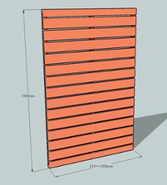 枠付きフェンス：横板Ｃ（隙間15ミリ）◇国産杉【上下枠】　幅710〜800ｍｍ×高さ1588ｍｍ×奥行36ｍｍ　[受注生産]画像